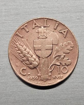 Moneta da 10 centesimi 1939 impero primo tipo