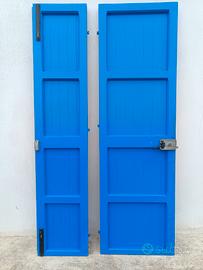 Portone in legno 2 ante blu 222x113 cm 