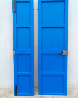 Portone in legno 2 ante blu 222x113 cm 