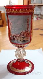 CALICE/VASO ROSSO RUBINO VETRO MURANO VINTAGE