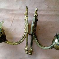 coppia applique in ottone e vetro