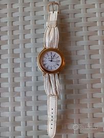 OROLOGIO DONNA CINTURINO IN PELLE ORO/BIANCO