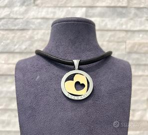 Ciondolo Bulgari cuore oro e acciaio