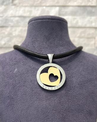 Ciondolo Bulgari cuore oro e acciaio