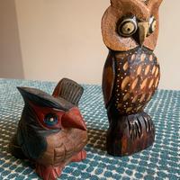 Sculture artigianali legno fatte a mano gufi