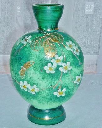 Vaso vintage cloisonné cinese smalto su rame -