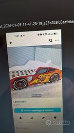 letto auto Cars con led cruscotto