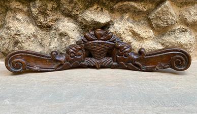 Intarsio scultura delfino cesta dell'abbondanza