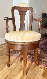 ANTICA  POLTRONA BARBIERE GIREVOLE LEGNO MASSELLO