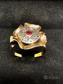 Anello oro 18kt rubino, diamanti 812/20