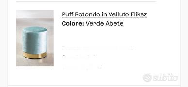 Puff in velluto verde chiaro
