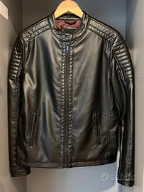 Giacca in pelle nera unisex taglia M