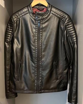 Giacca in pelle nera unisex taglia M