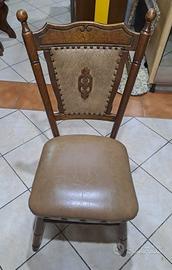 sedie con base in pelle in legno massello