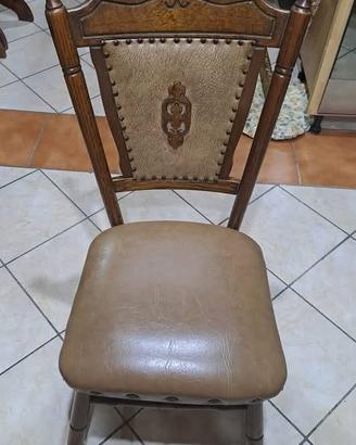 sedie con base in pelle in legno massello
