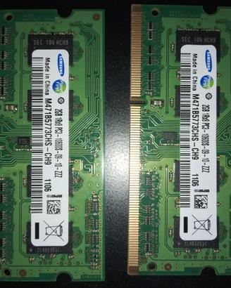 Coppia Schede RAM Samsung (2x2GB) DDR3 SODimm PC3-