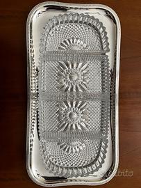 Vassoio in acciaio con 4 ciotole in cristallo di B