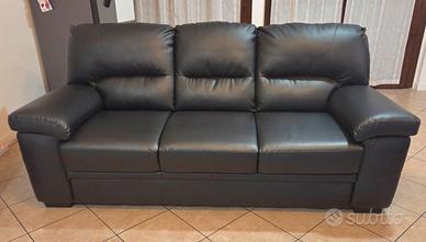  divano 3 posti nero eco pelle