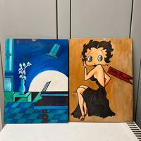 Dipinti Decorativi - Betty Boop e Scena Astratta