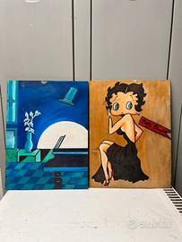 Dipinti Decorativi - Betty Boop e Scena Astratta