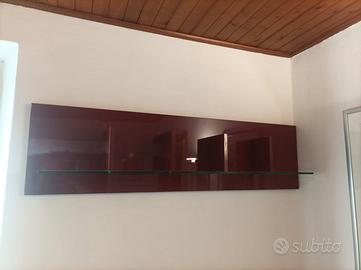 mensola legno laccato e vetro 