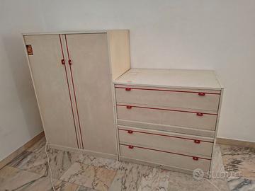 Armadio + 2 cassettiere + comodino