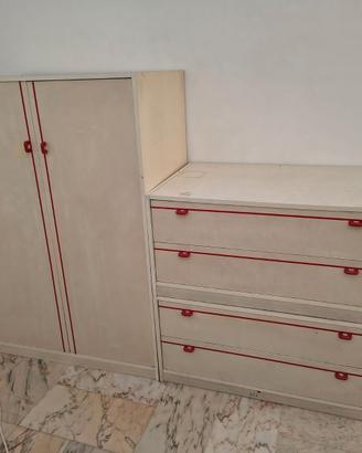 Armadio + 2 cassettiere + comodino