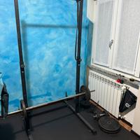 Pesi palestra + stazione rack porta bilancere