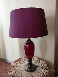 Abat-jour lampada da tavolo con paralume prugna