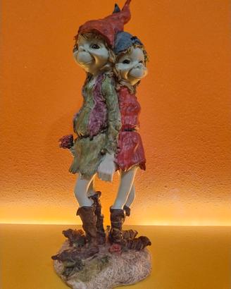 Pixies statuina coppia folletti elfi 32 cm