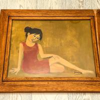 Quadro con donna con vestito rosso