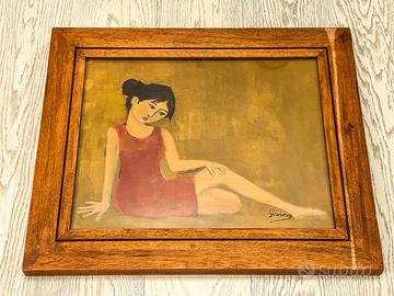 Quadro con donna con vestito rosso