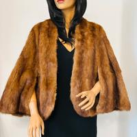 Mantella stola pelliccia visone miele beige cognac