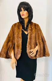 Mantella stola pelliccia visone miele beige cognac