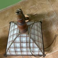 Lampadario vetro e legno
