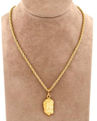 Necklace with pendant face of Christ 18 Kt (750)