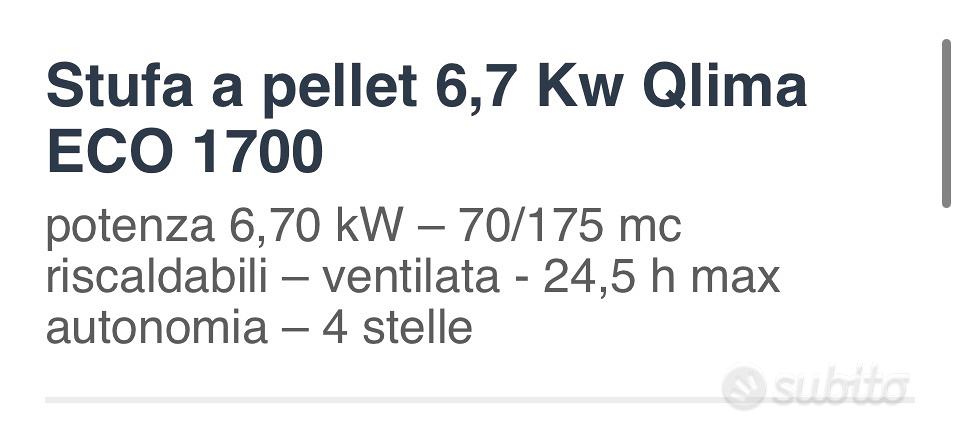 Stufa a pellet 6,7 Kw Qlima ECO 1700