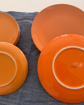 Set 6 piatti frutta arancione + 3 piatti piani