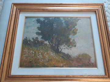 Dipinto Paesaggio olio M Merlo con autentica
