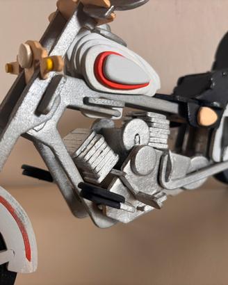 Modellino Moto Custom Chopper in legno