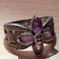 Anello antico argento 925% pietre di ametista