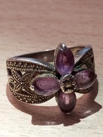 Anello antico argento 925% pietre di ametista