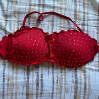 Top bikini a fascia rosso
