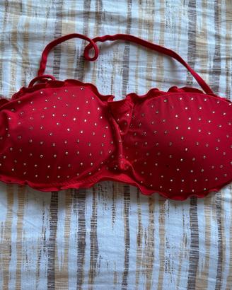Top bikini a fascia rosso