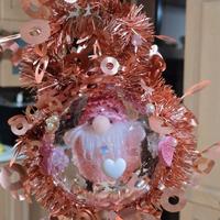 Sfera palla di Natale Artigianale Gnomo Rosa 