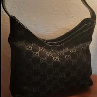 borsa Gucci camoscio e pelle liscia nera vintage