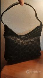 borsa Gucci camoscio e pelle liscia nera vintage