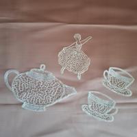 Set di 4 pizzi - pizzo di Cantù 