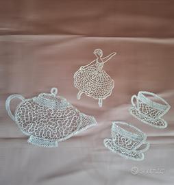 Set di 4 pizzi - pizzo di Cantù 