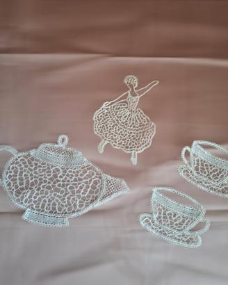 Set di 4 pizzi - pizzo di Cantù 